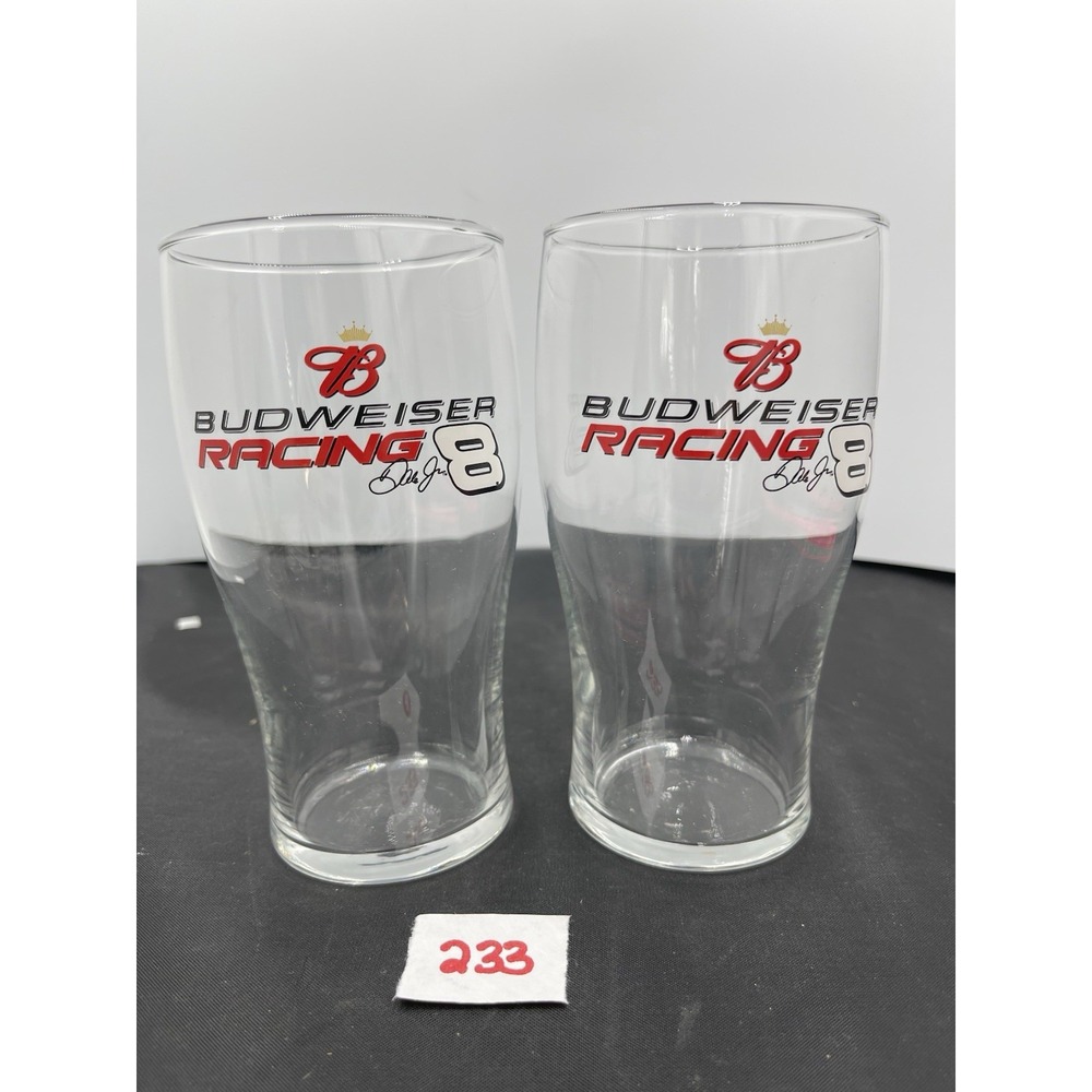 Pair Of‎ Budweiser NASCAR Racing  Dale Earnhardt Jr #8 Beer Drink Glass